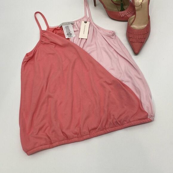 Anthropologie‎ eri+ali Wrap Surplice Crop Top Color Block Pink XS New - Picture 1 of 9